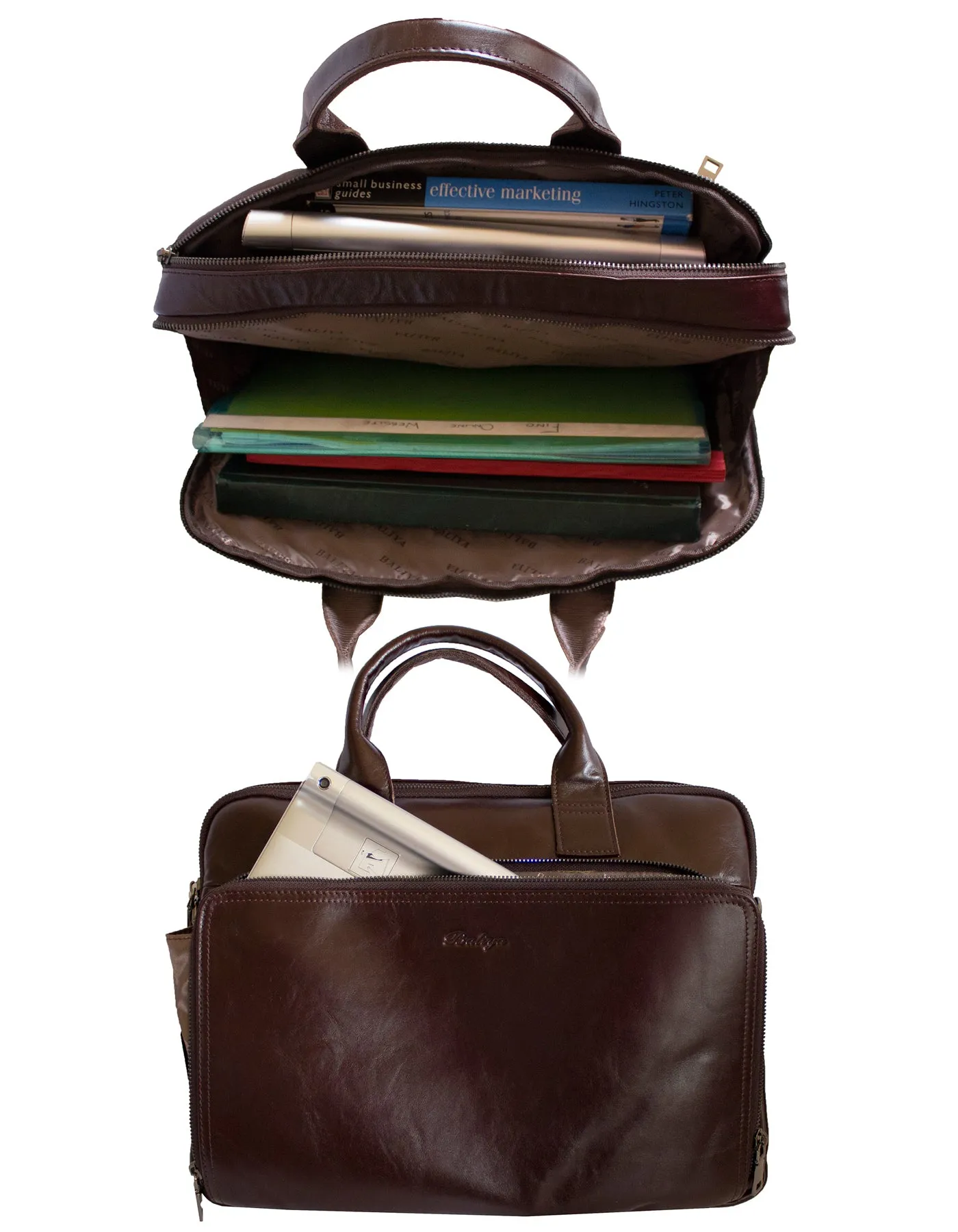Fino FN8809 Unisex Business Genuine Leather Messenger/ Briefcase - Brown