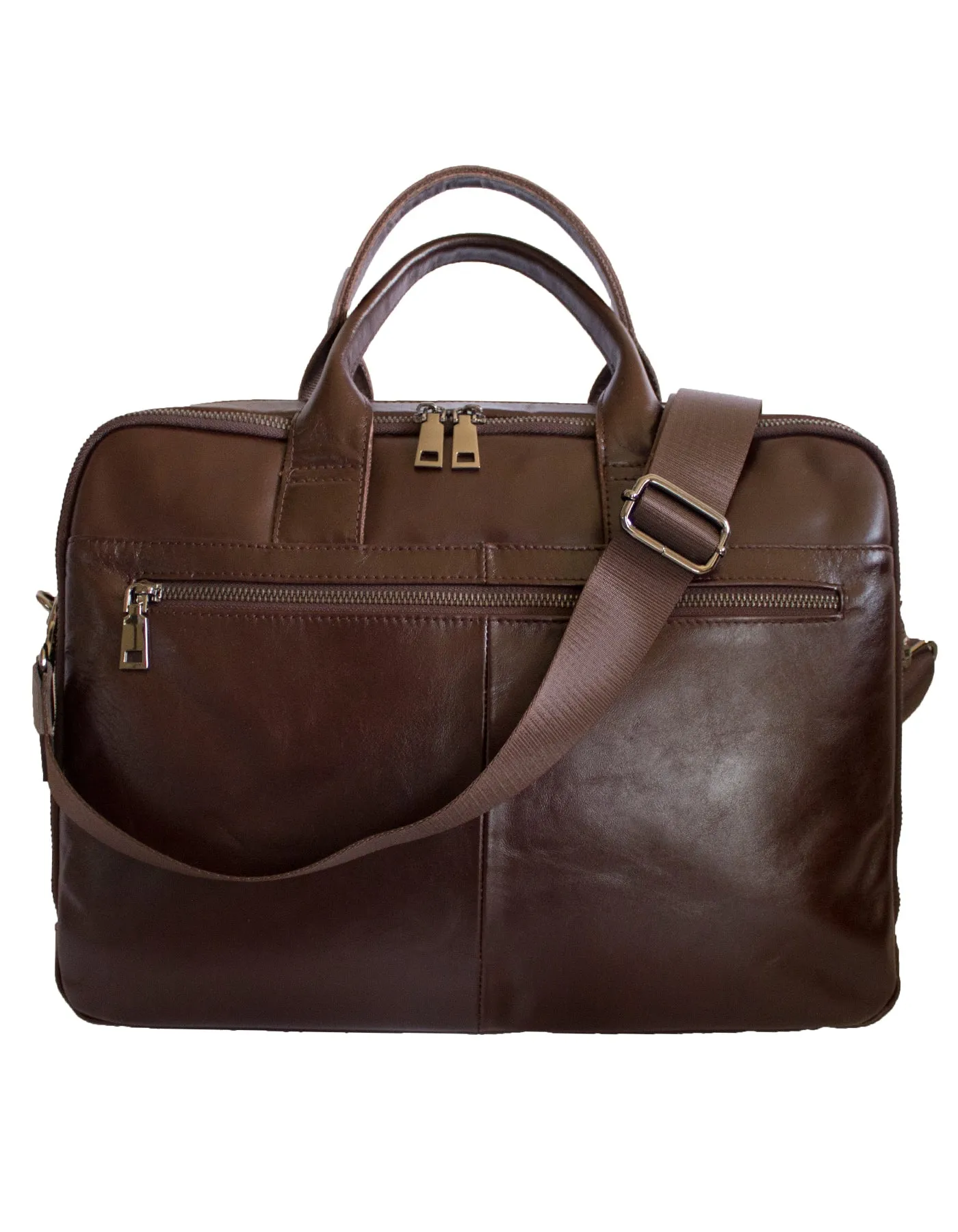 Fino FN8809 Unisex Business Genuine Leather Messenger/ Briefcase - Brown