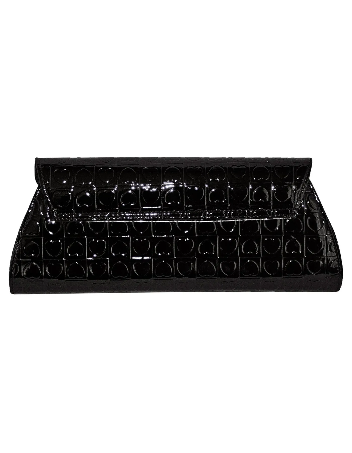 Fino RF-05 Faux Leather Patent Heart Design Clutch Bag with Chain