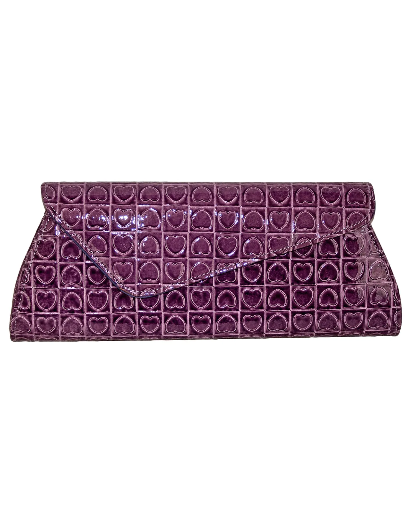 Fino RF-05 Faux Leather Patent Heart Design Clutch Bag with Chain