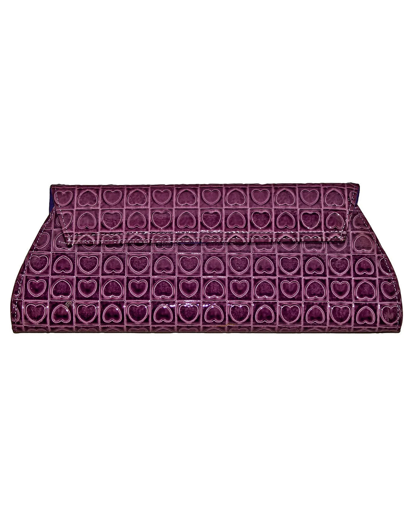 Fino RF-05 Faux Leather Patent Heart Design Clutch Bag with Chain