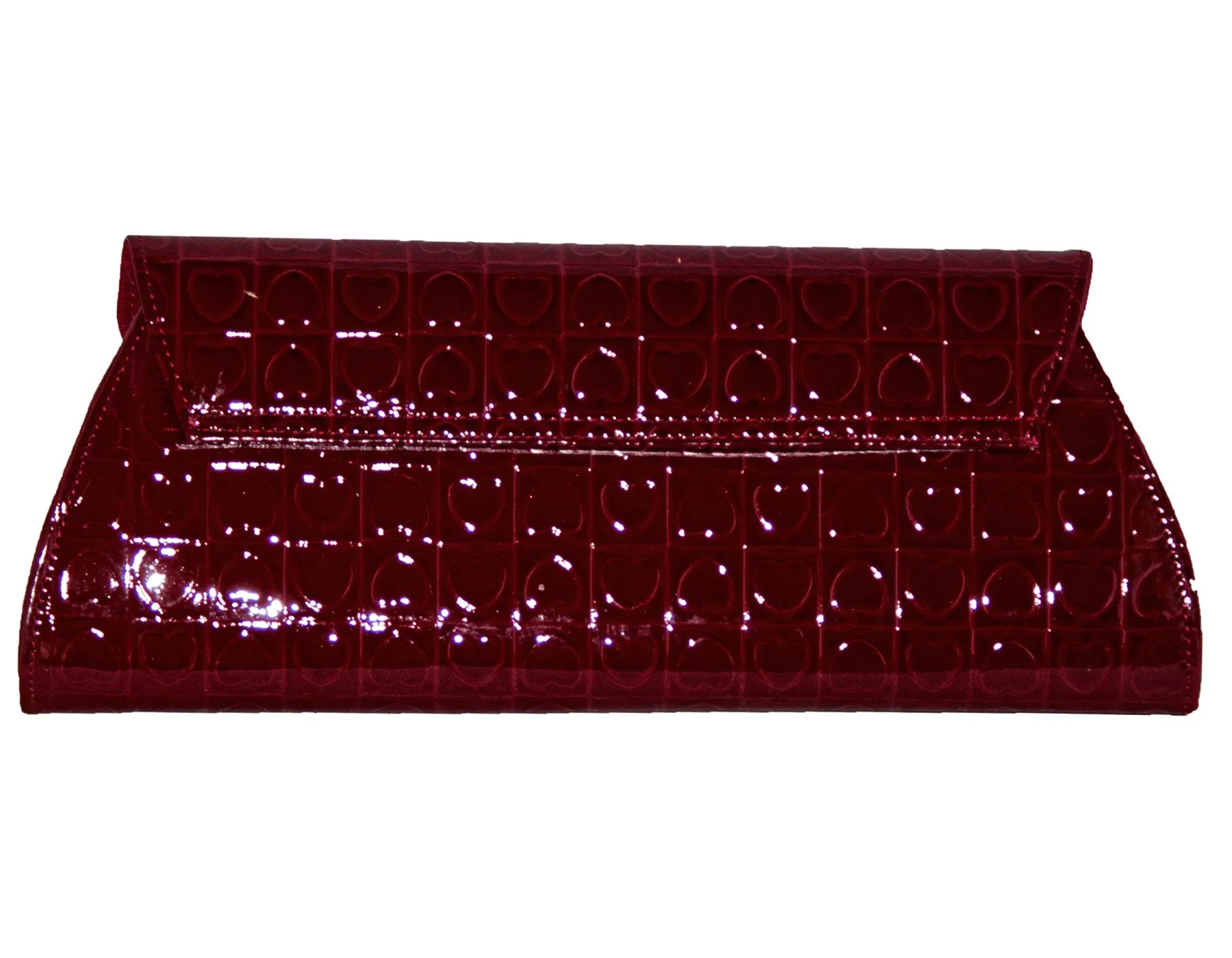 Fino RF-05 Faux Leather Patent Heart Design Clutch Bag with Chain