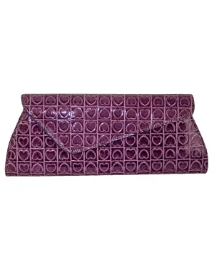 Fino RF-05 Faux Leather Patent Heart Design Clutch Bag with Chain