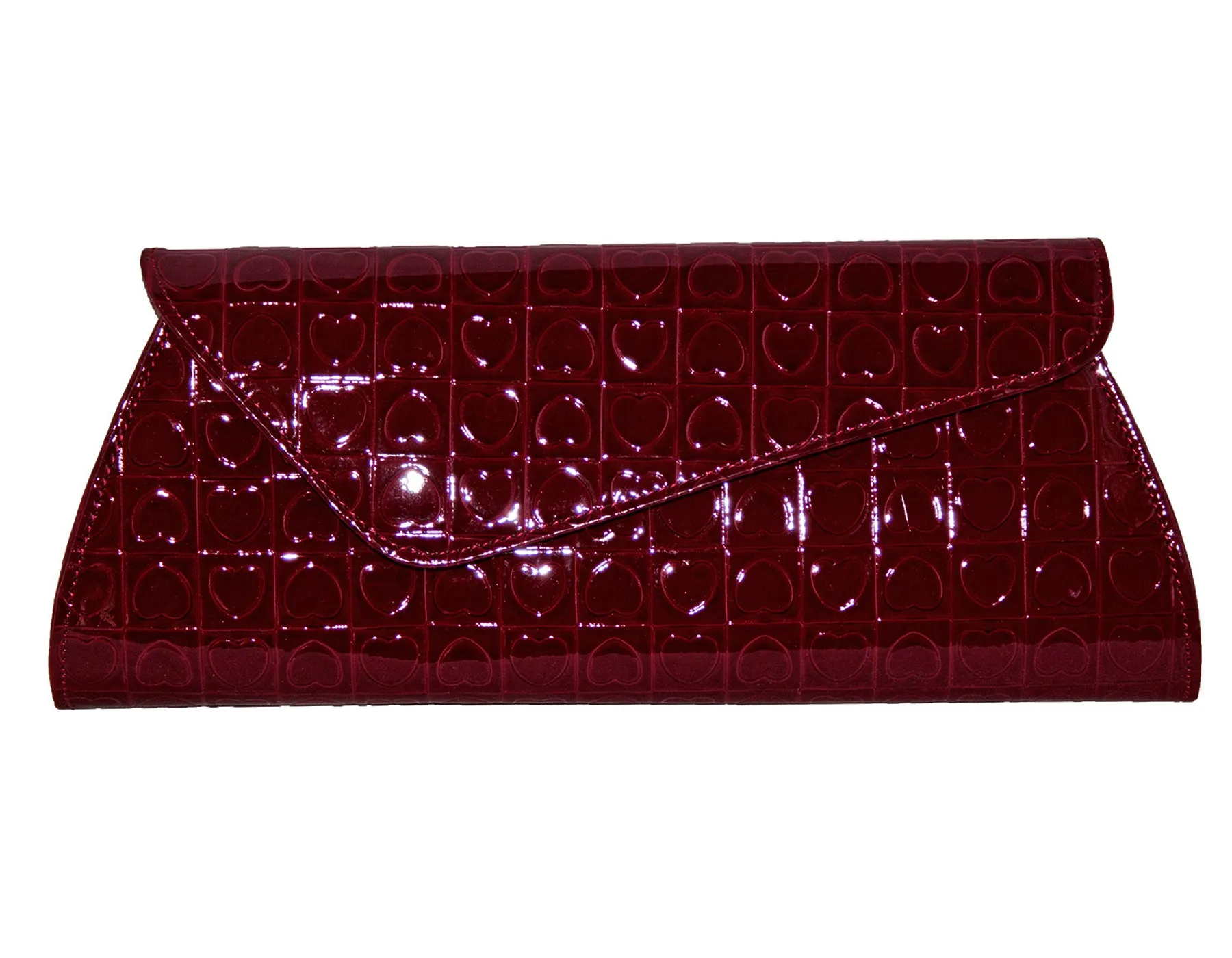 Fino RF-05 Faux Leather Patent Heart Design Clutch Bag with Chain