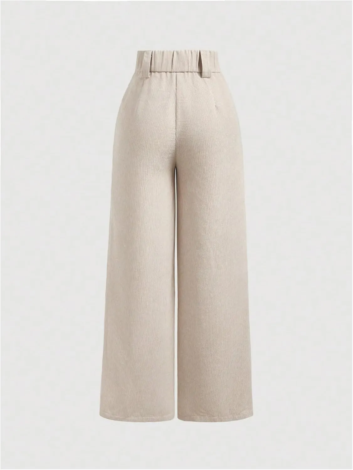 Floerns Women's Corduroy Wide Leg High Waisted Pants Button Front Trousers with Pocket