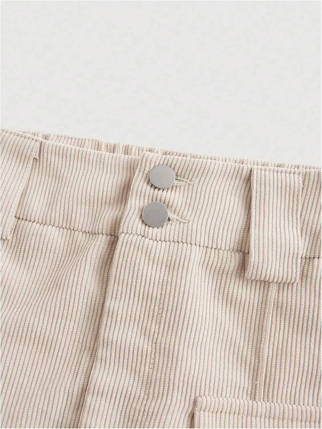 Floerns Women's Corduroy Wide Leg High Waisted Pants Button Front Trousers with Pocket