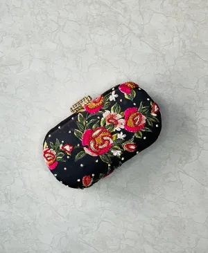 Floral Designed Clutch With Sequence work & Bullet Handle