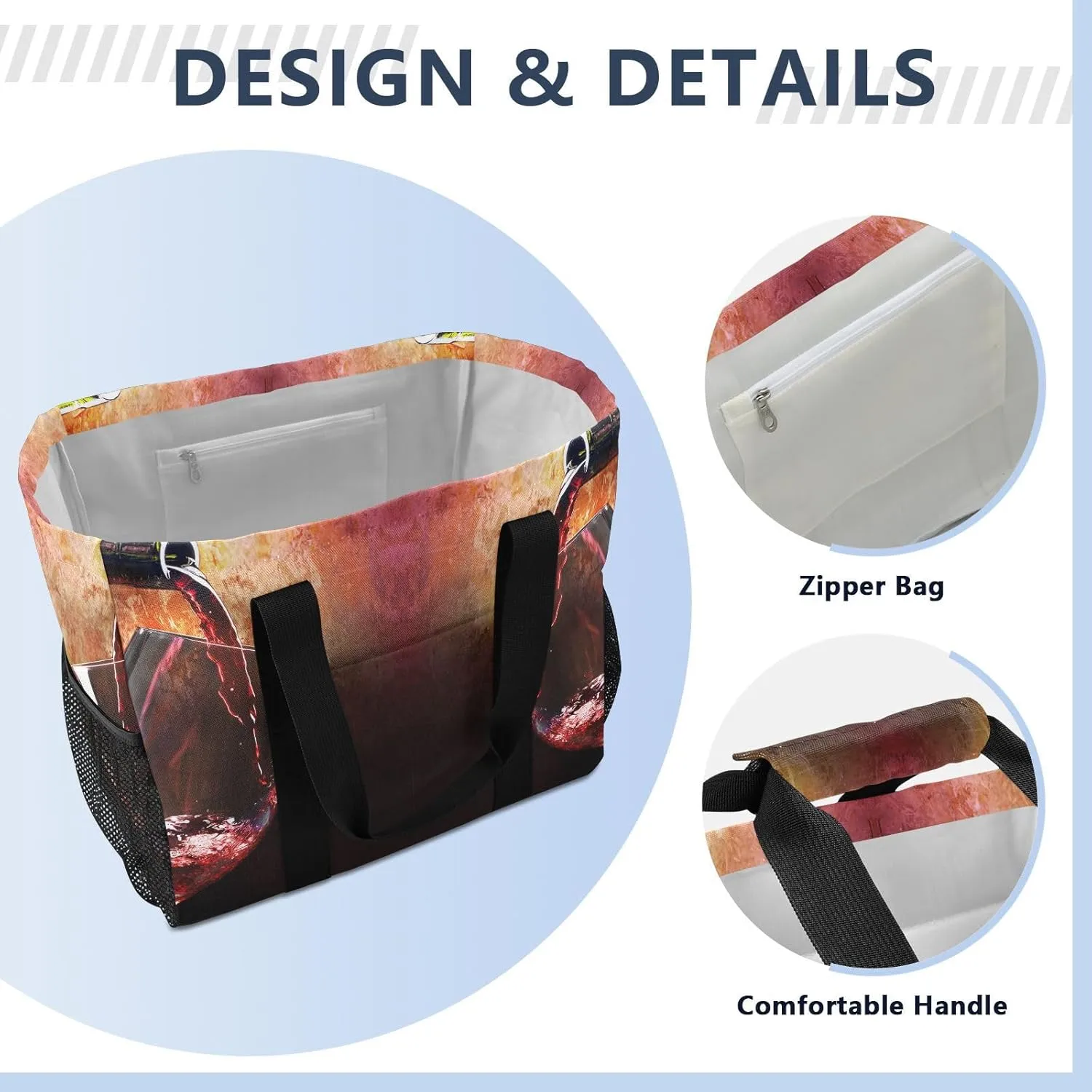 Foldable Grocery Reusable Tote Grocery Bag, Travel Canvas Shoulder Bags, Large Casual Laundry Pool Beach Bag