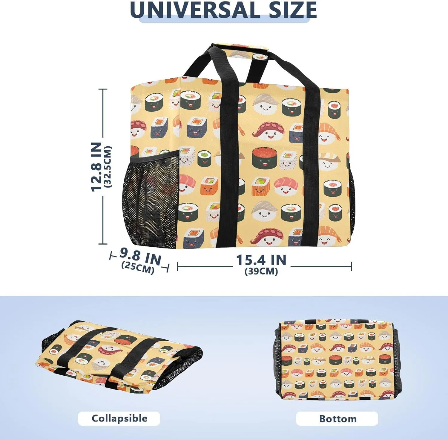Foldable Grocery Reusable Tote Grocery Bag, Travel Canvas Shoulder Bags, Large Casual Laundry Pool Beach Bag