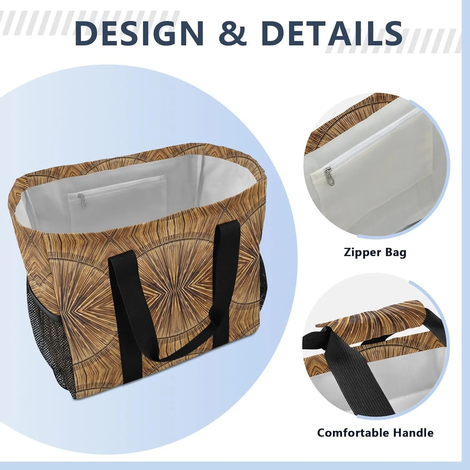 Foldable Grocery Reusable Tote Grocery Bag, Travel Canvas Shoulder Bags, Large Casual Laundry Pool Beach Bag