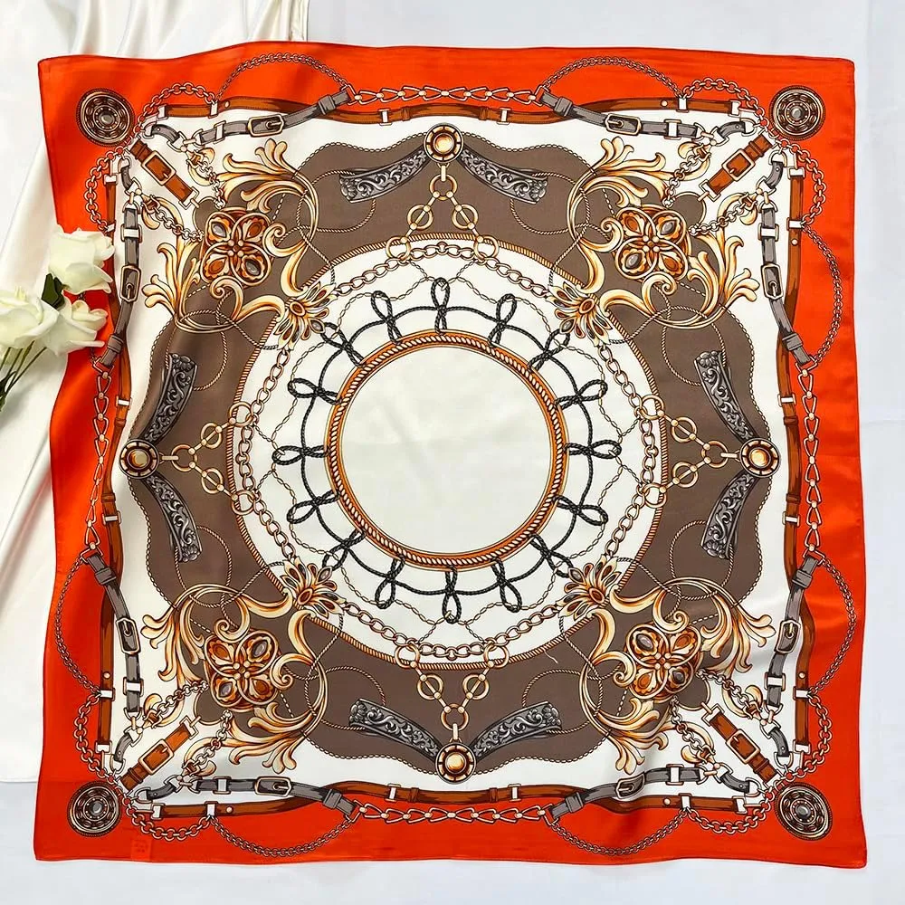 FONYVE 100% Mulberry Silk Scarf for Hair - 27" Square Head Scarf for Women - Lightweight Neck Scarf with Gift Packed