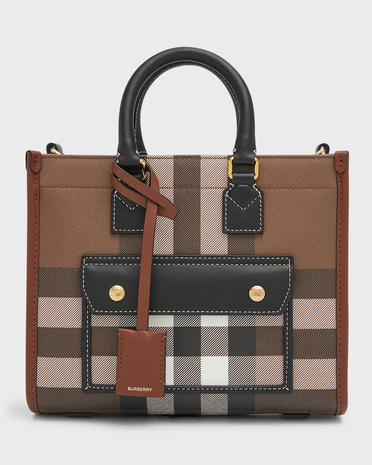 Freya Check Leather Tote Bag