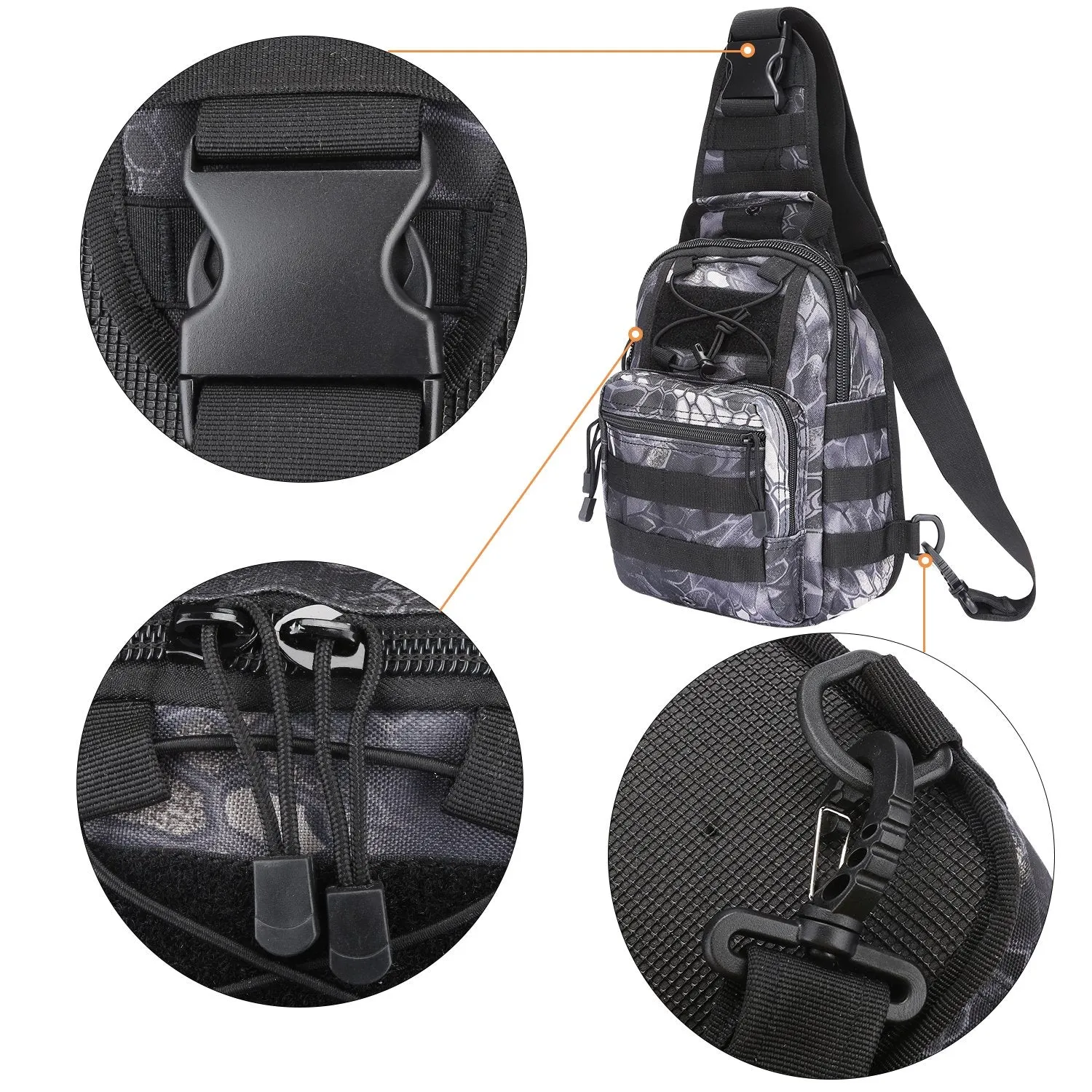 G4Free Outdoor Tactical Backpack,Military Sport Pack Shoulder Backpack Python Black