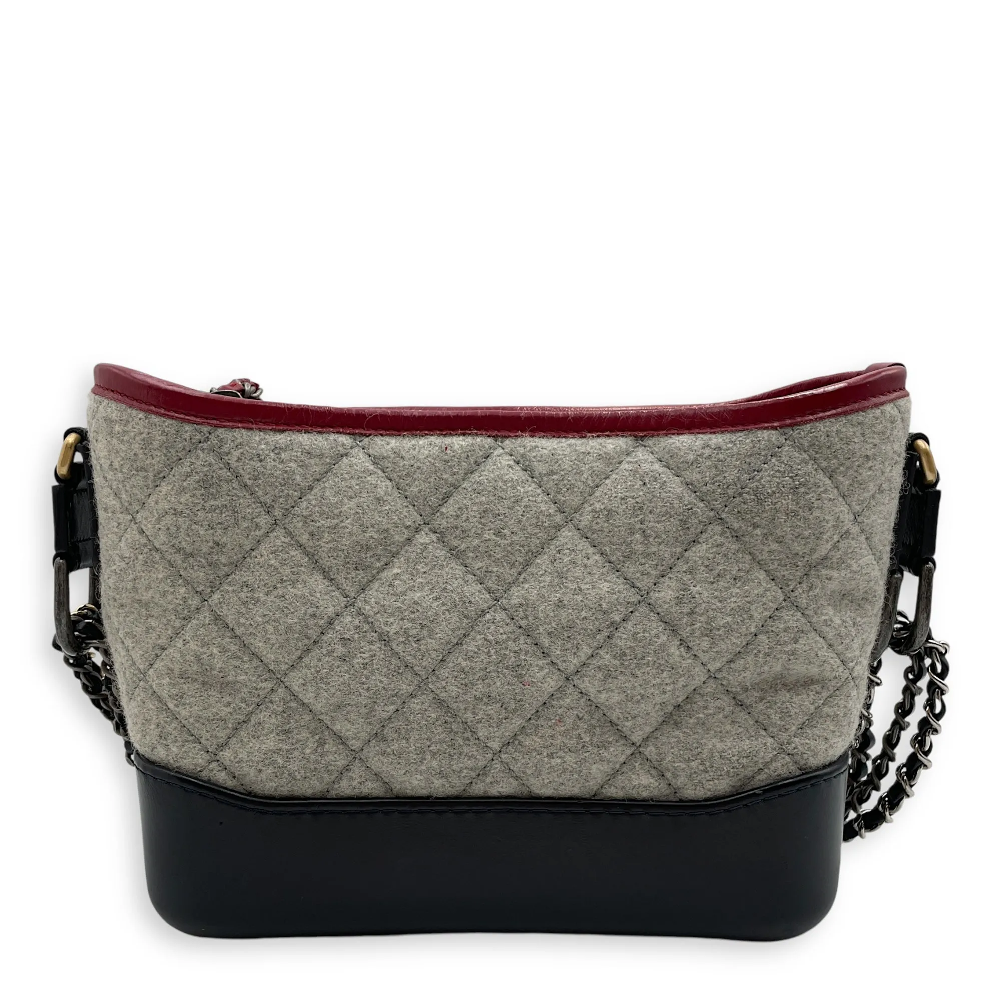 Gabrielle Hobo Small Grey,red, pink, black Shoulder Bag in Calfskin, 3-Tone hardware