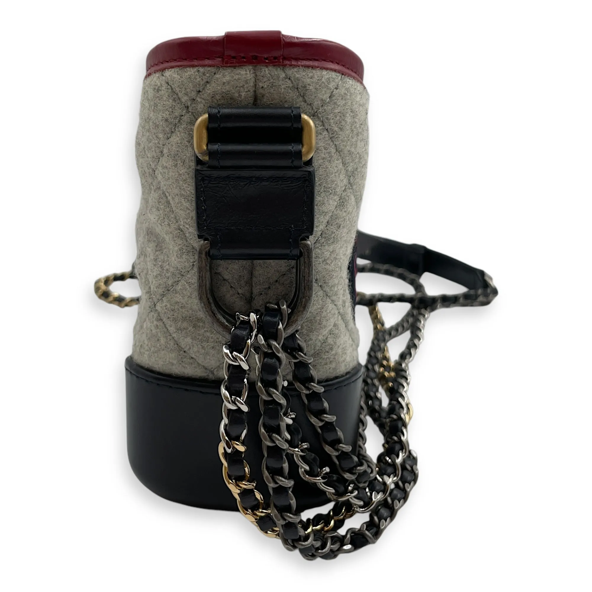 Gabrielle Hobo Small Grey,red, pink, black Shoulder Bag in Calfskin, 3-Tone hardware