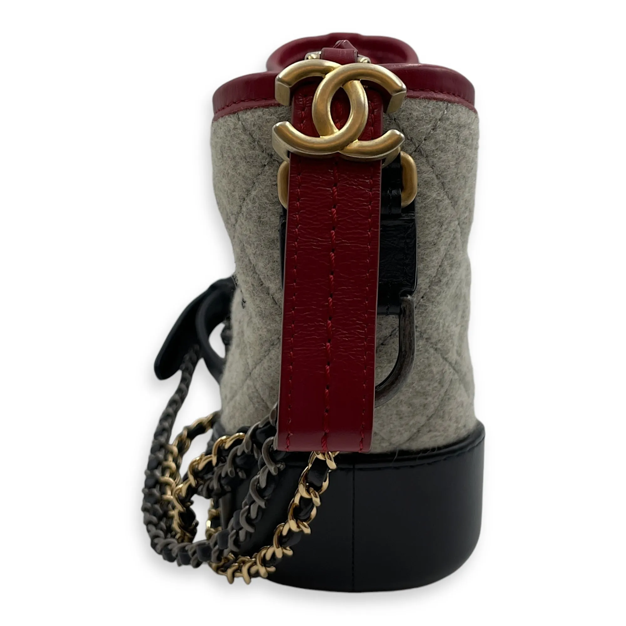 Gabrielle Hobo Small Grey,red, pink, black Shoulder Bag in Calfskin, 3-Tone hardware