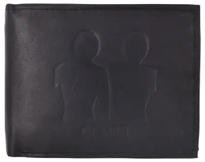 Gemini Zodiac Sign Bifold Trifold Genuine Leather Men's Wallets