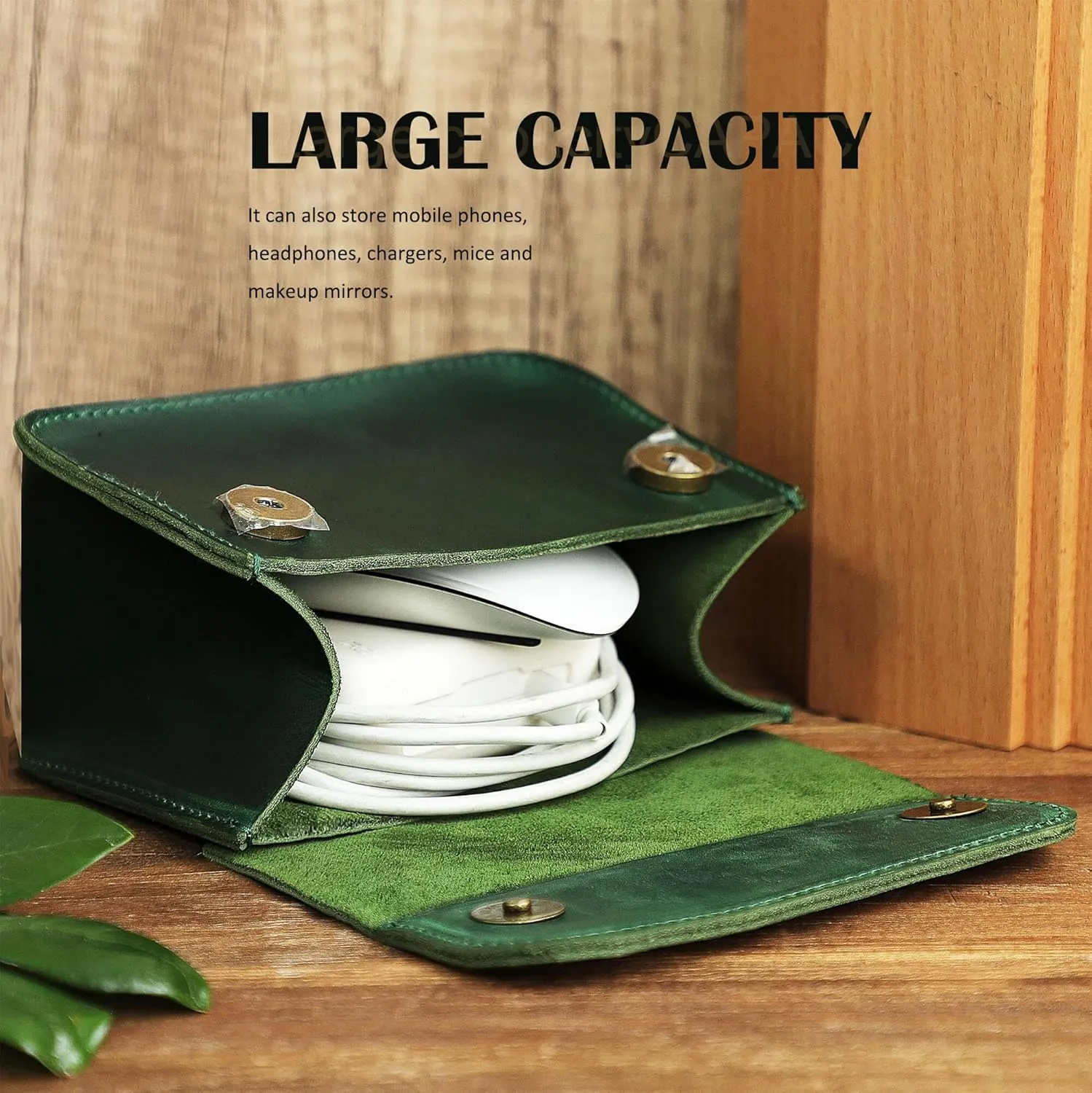 Genuine Leather Mini Cosmetic Bag - 6 Inch Small Travel Organizer for Women, Purse Makeup Pouch Jewelry Case Home Decor Gift-Brown