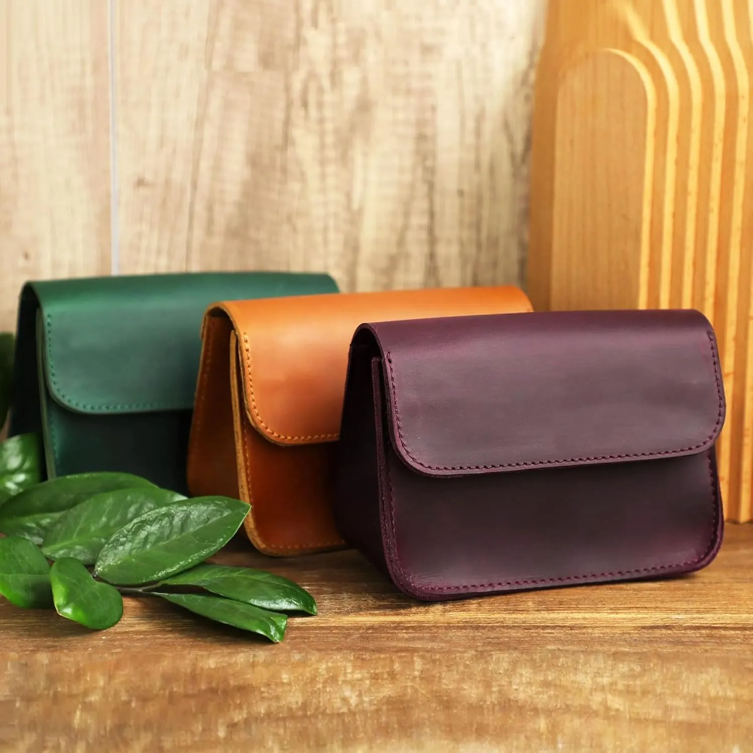 Genuine Leather Mini Cosmetic Bag - 6 Inch Small Travel Organizer for Women, Purse Makeup Pouch Jewelry Case Home Decor Gift-Brown