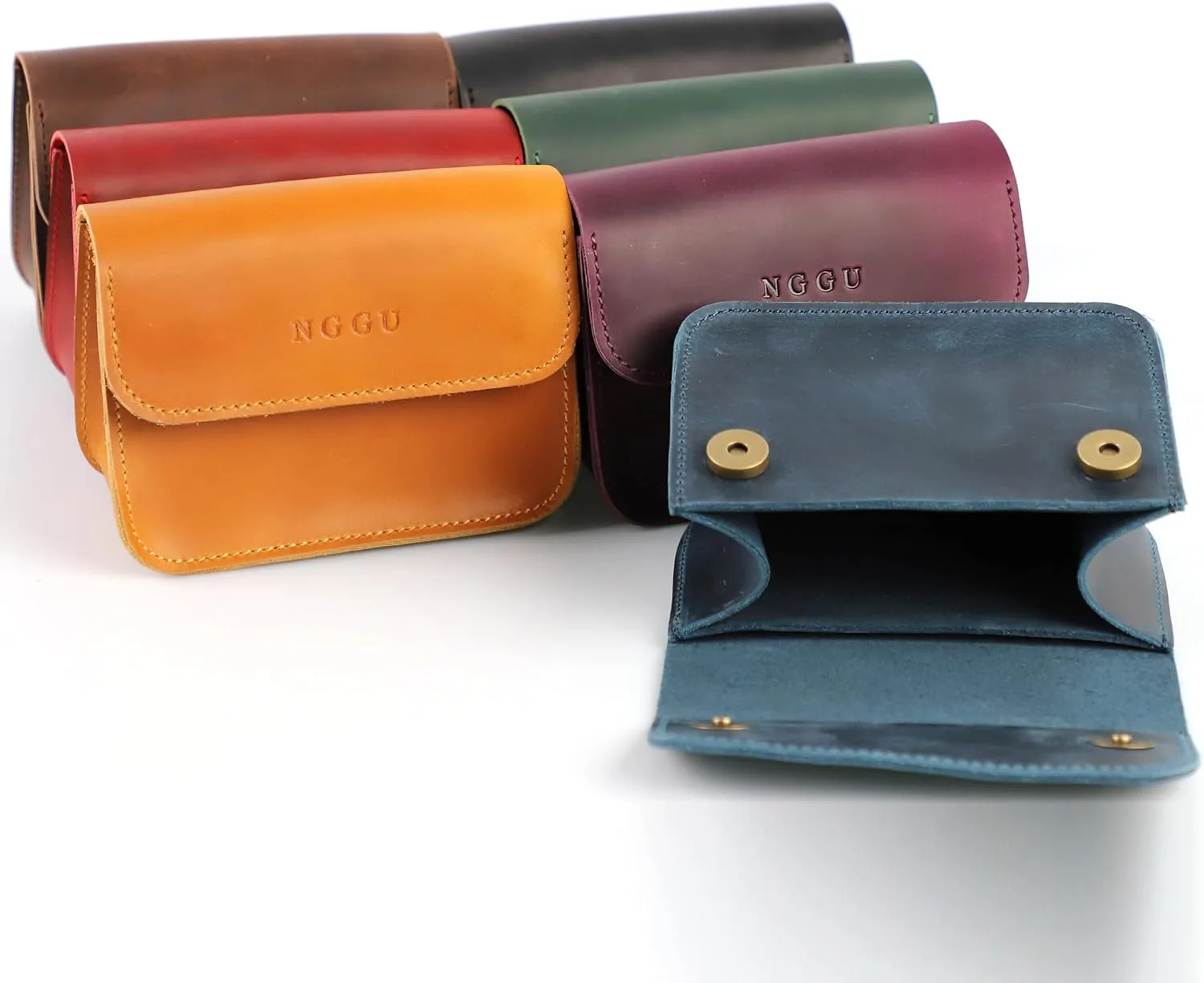 Genuine Leather Mini Cosmetic Bag - 6 Inch Small Travel Organizer for Women, Purse Makeup Pouch Jewelry Case Home Decor Gift-Brown