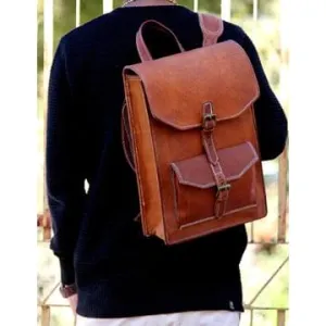 Genuine Leather Padded Strap Backpack