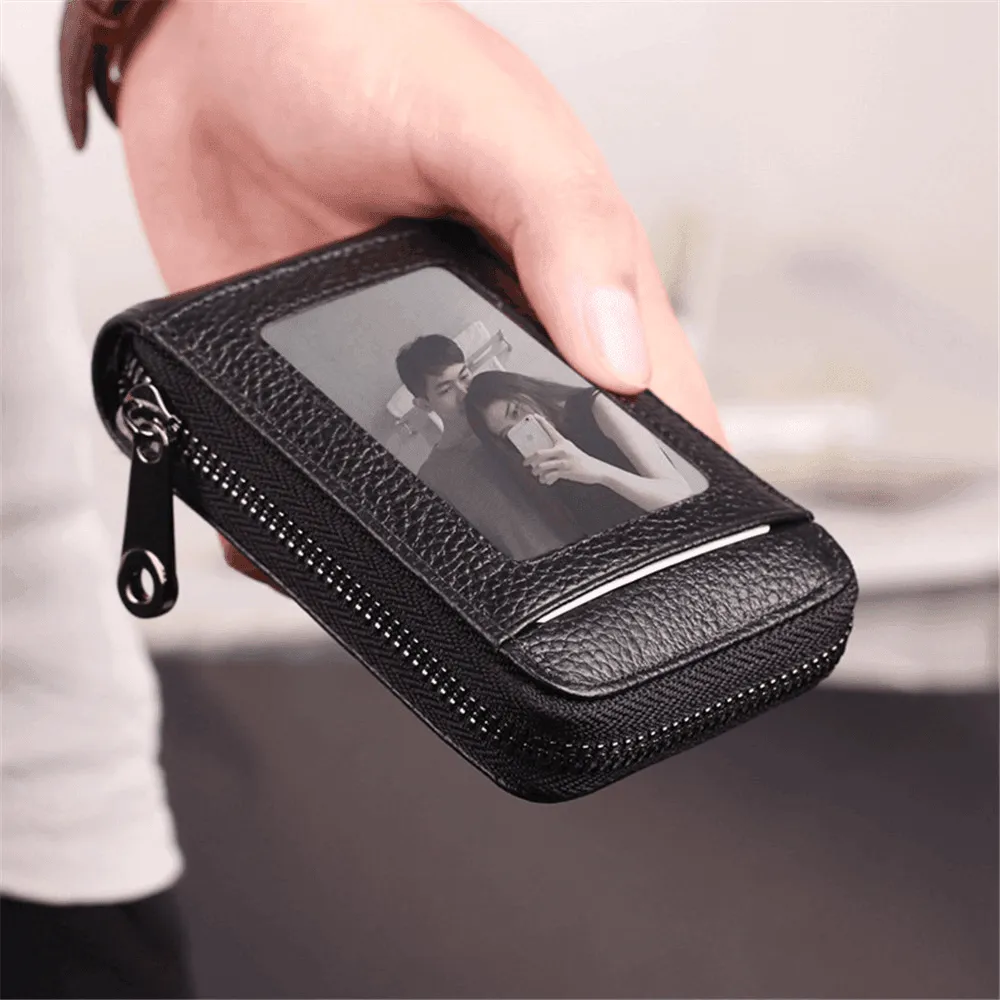Genuine Leather Wallets Zip-Around Closure Black Brown