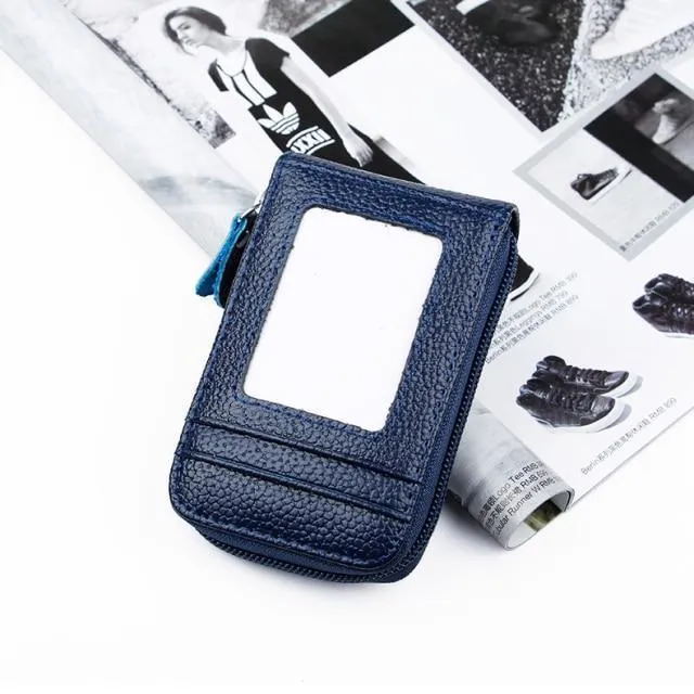 Genuine Leather Wallets Zip-Around Closure Black Brown