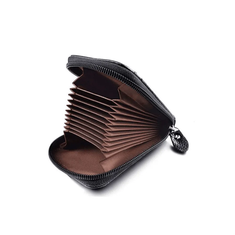 Genuine Leather Wallets Zip-Around Closure Black Brown