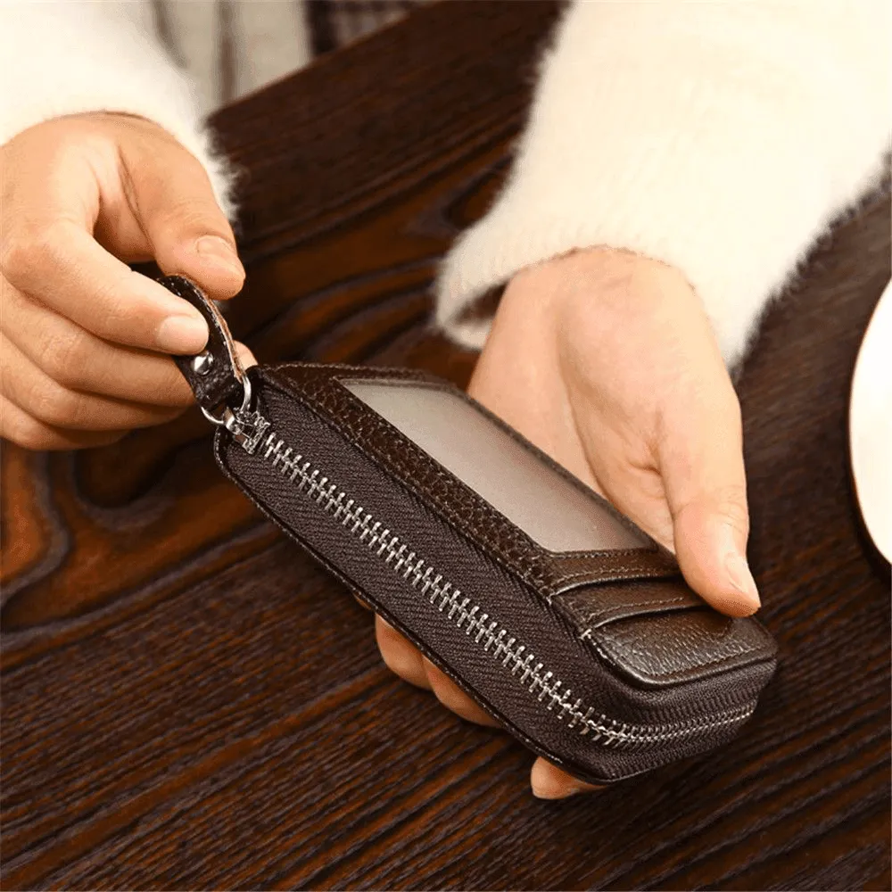 Genuine Leather Wallets Zip-Around Closure Black Brown