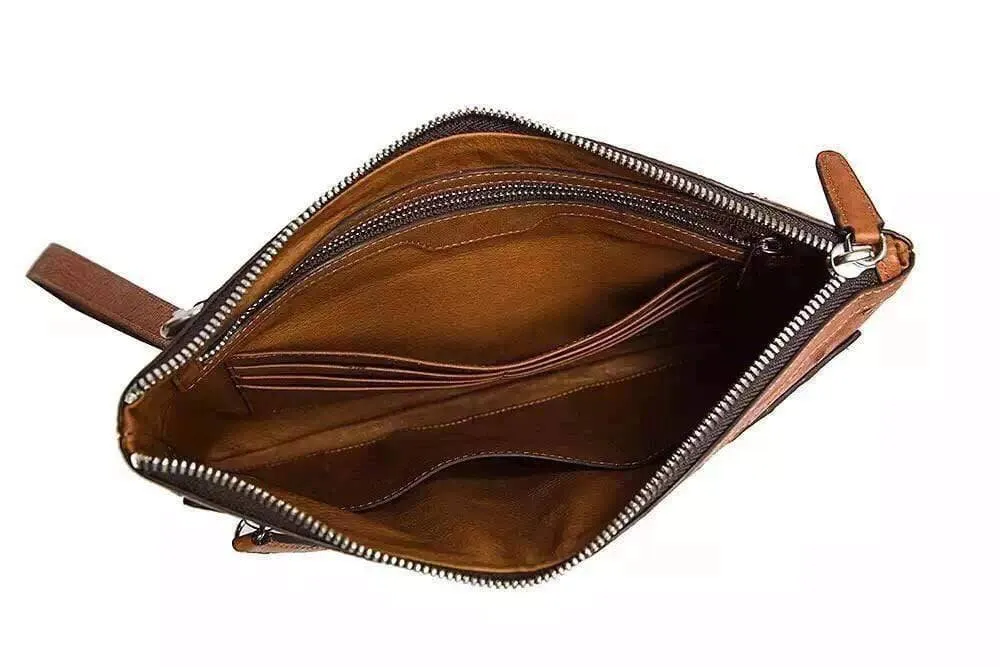 Genuine Ostrich Skin Leather Clutch Bag