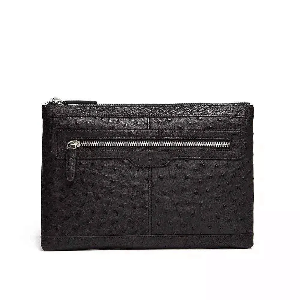 Genuine Ostrich Skin Leather Clutch Bag