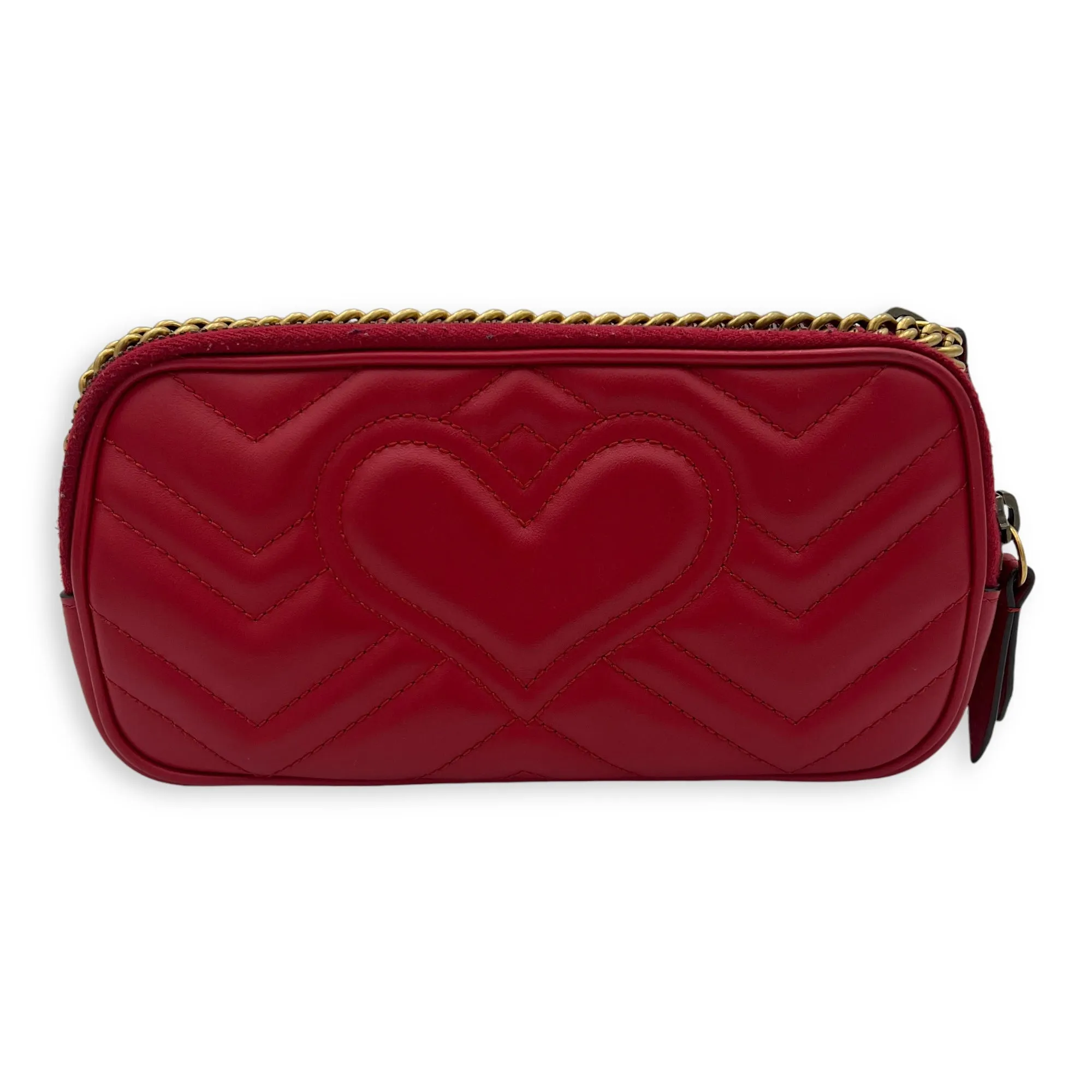 GG Marmont Crossbody Bag Red in Calfskin, Gold hardware