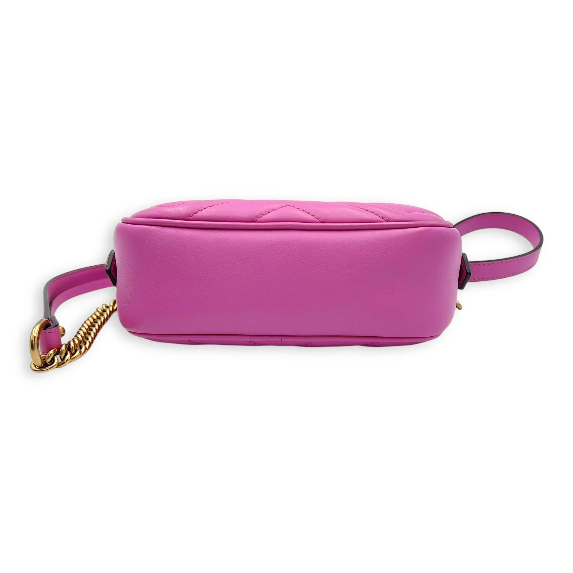 GG Marmont Crossbody Bag Small Pink in Calfskin, Gold hardware