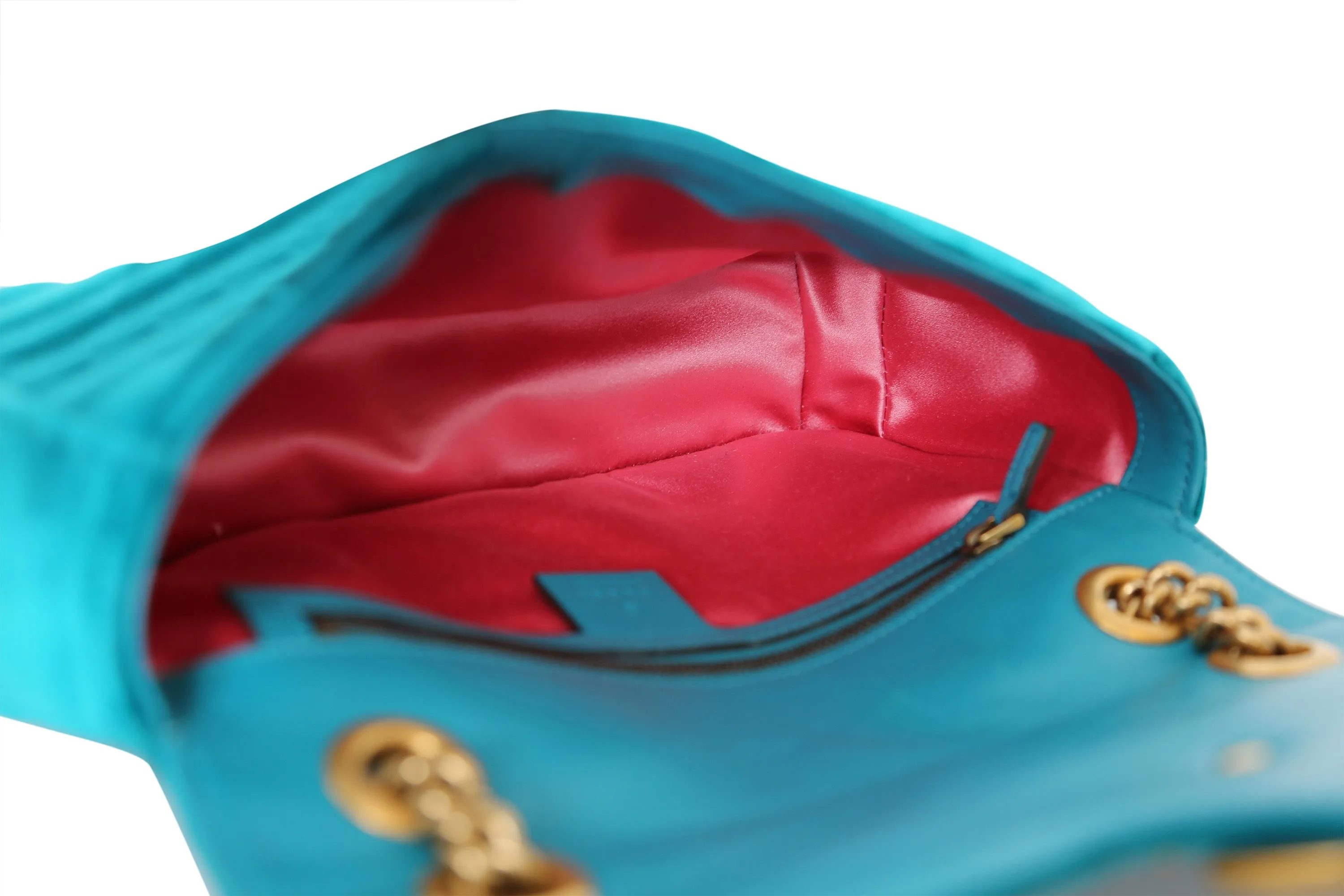 GG Marmont Turquoise Velvet Bag