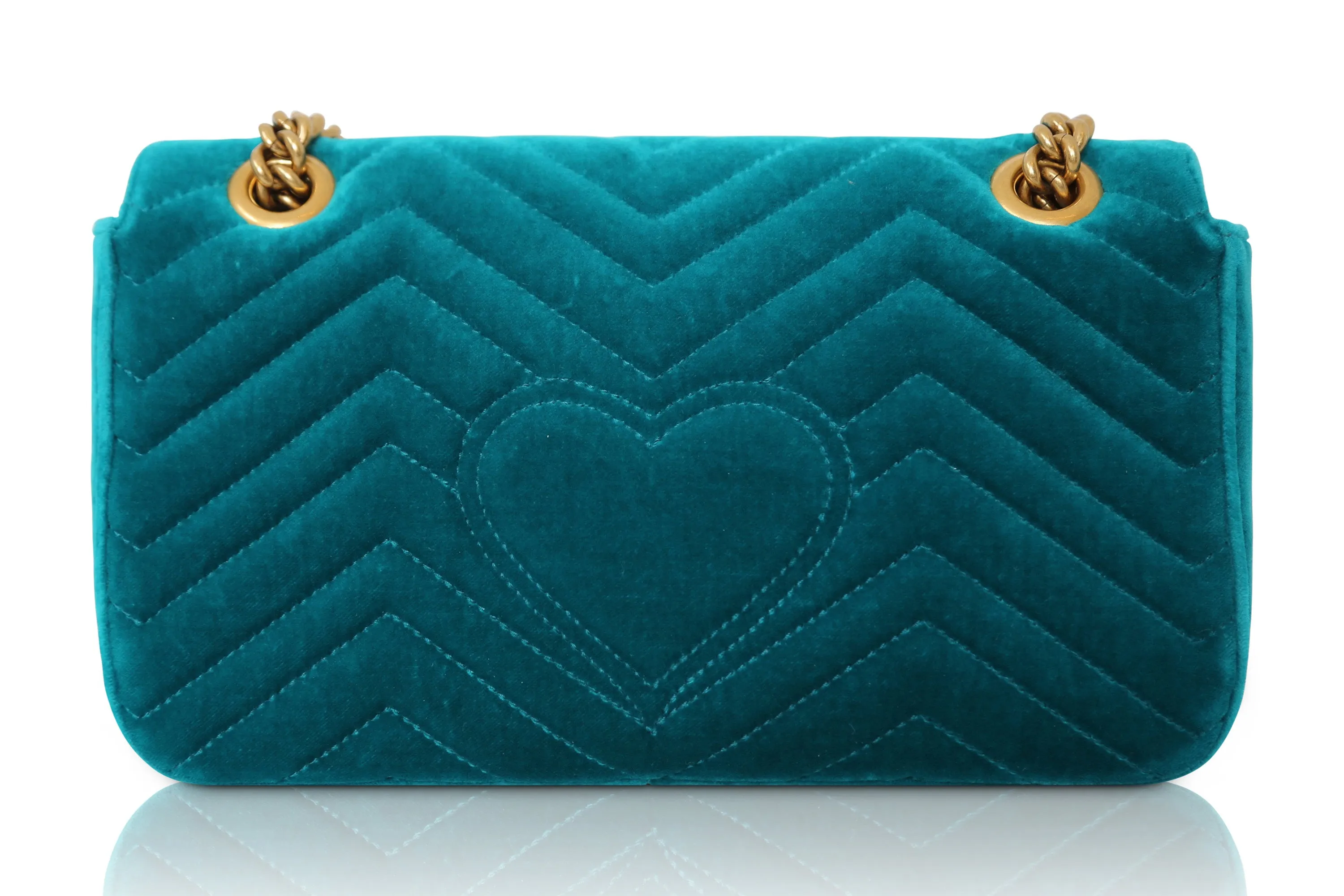 GG Marmont Turquoise Velvet Bag