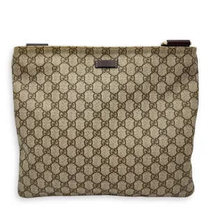 GG Supreme Crossbody Bag Brown in Monogram Coated Canvas, Gold hardware