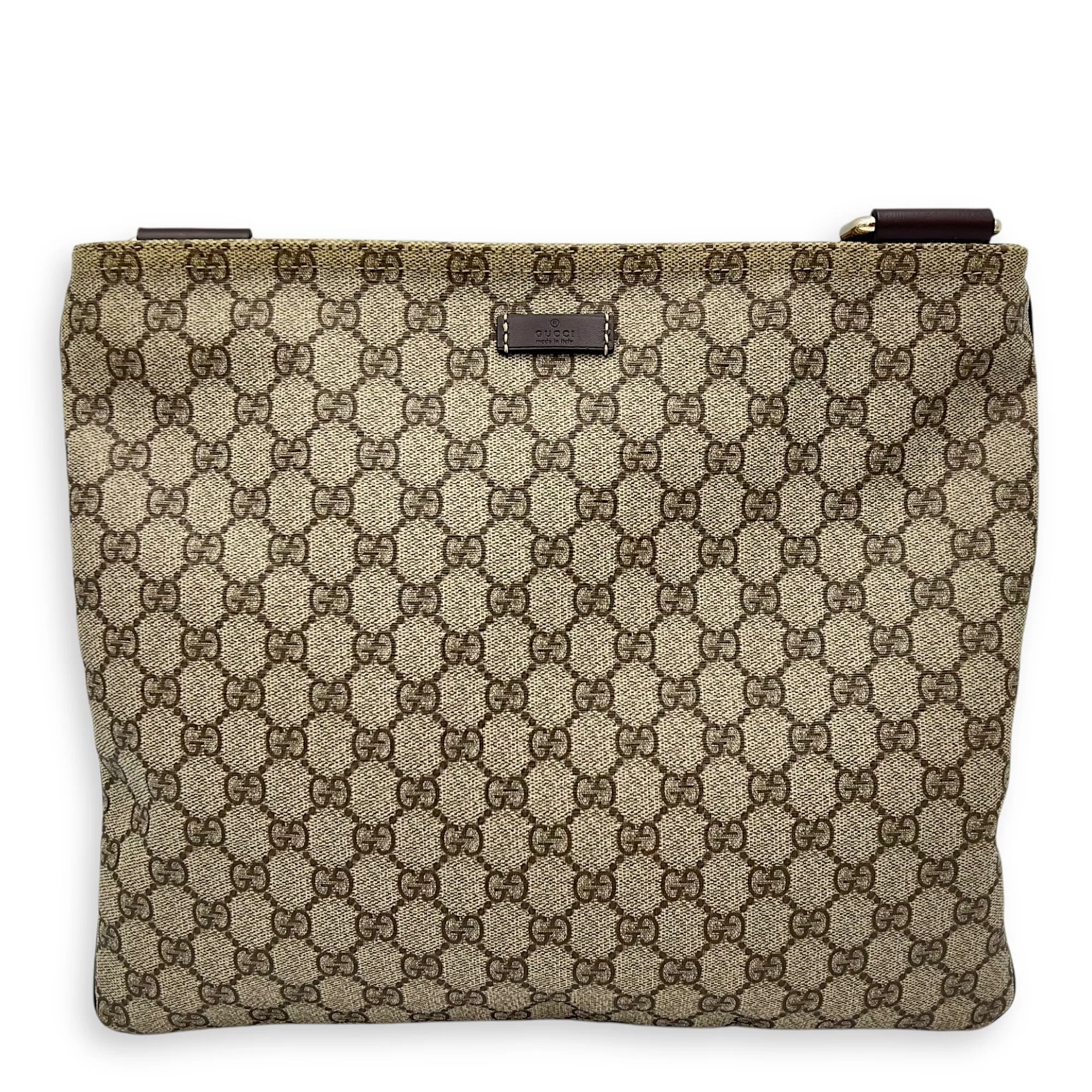 GG Supreme Crossbody Bag Brown in Monogram Coated Canvas, Gold hardware