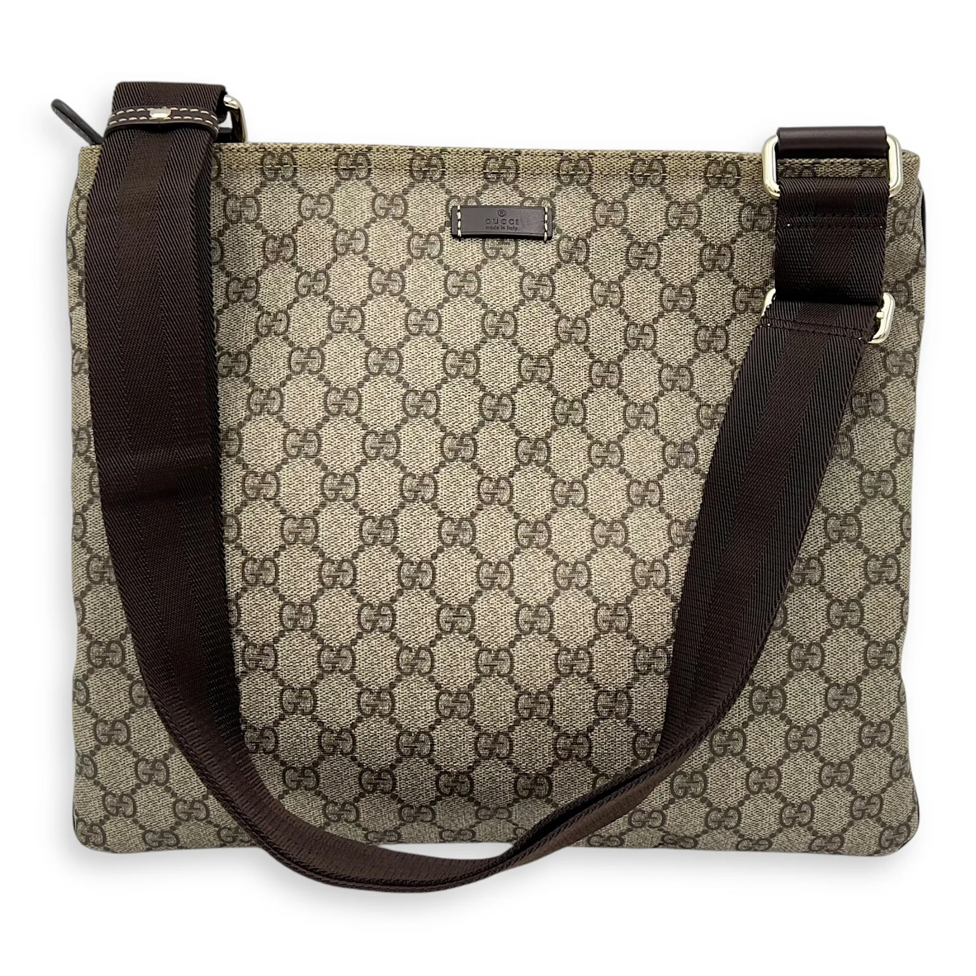GG Supreme Crossbody Bag Brown in Monogram Coated Canvas, Gold hardware
