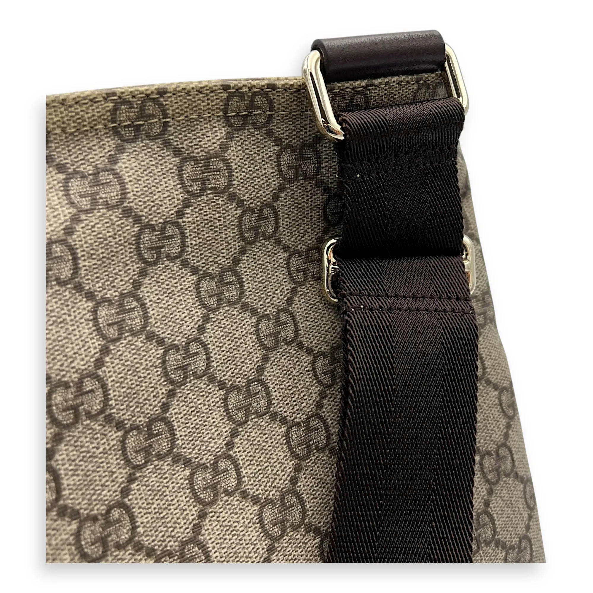 GG Supreme Crossbody Bag Brown in Monogram Coated Canvas, Gold hardware