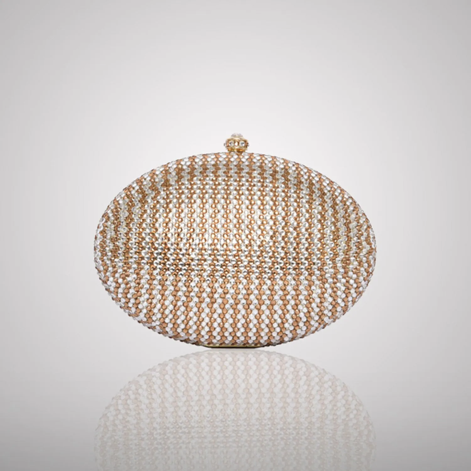 Gold & White Oval Swarovski Clutch | C831