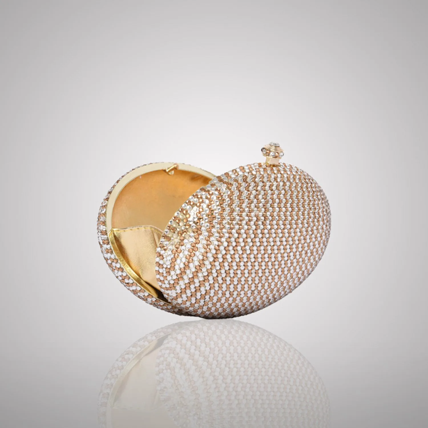 Gold & White Oval Swarovski Clutch | C831