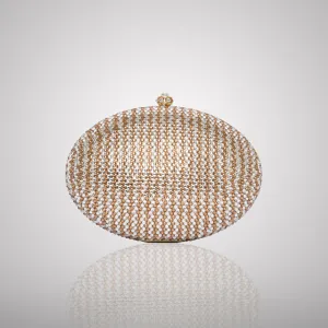 Gold & White Oval Swarovski Clutch | C831