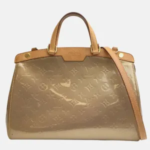Gold Monogram Vernis Leather Brea MM Satchel