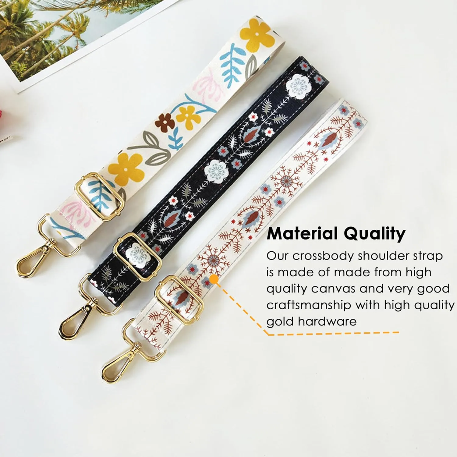 Gossifan Purse Strap Replacement Crossbody Wide Shoulder Strap Adjustable Canvas Straps Print Handbag Strap Replacement Belts