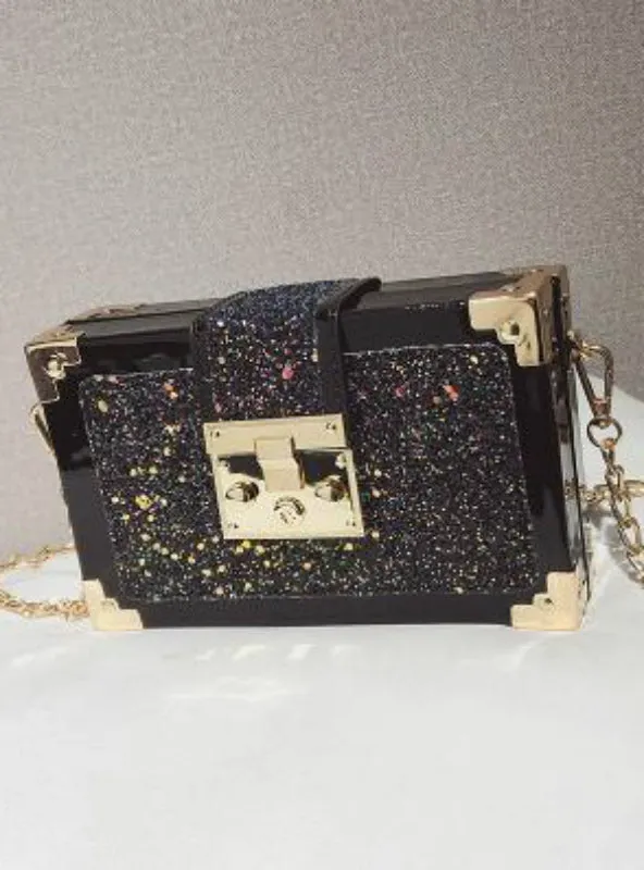 Gradient Color Sequins Box Style Female Party Clutch Bag