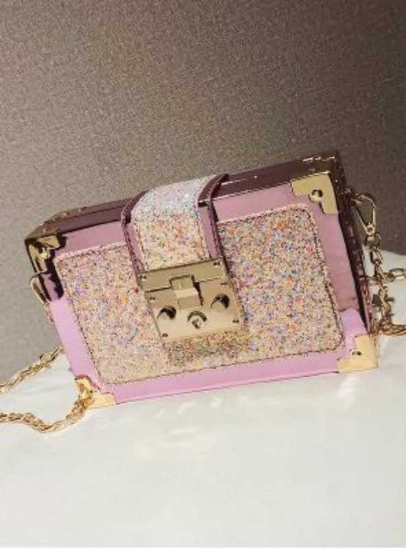 Gradient Color Sequins Box Style Female Party Clutch Bag