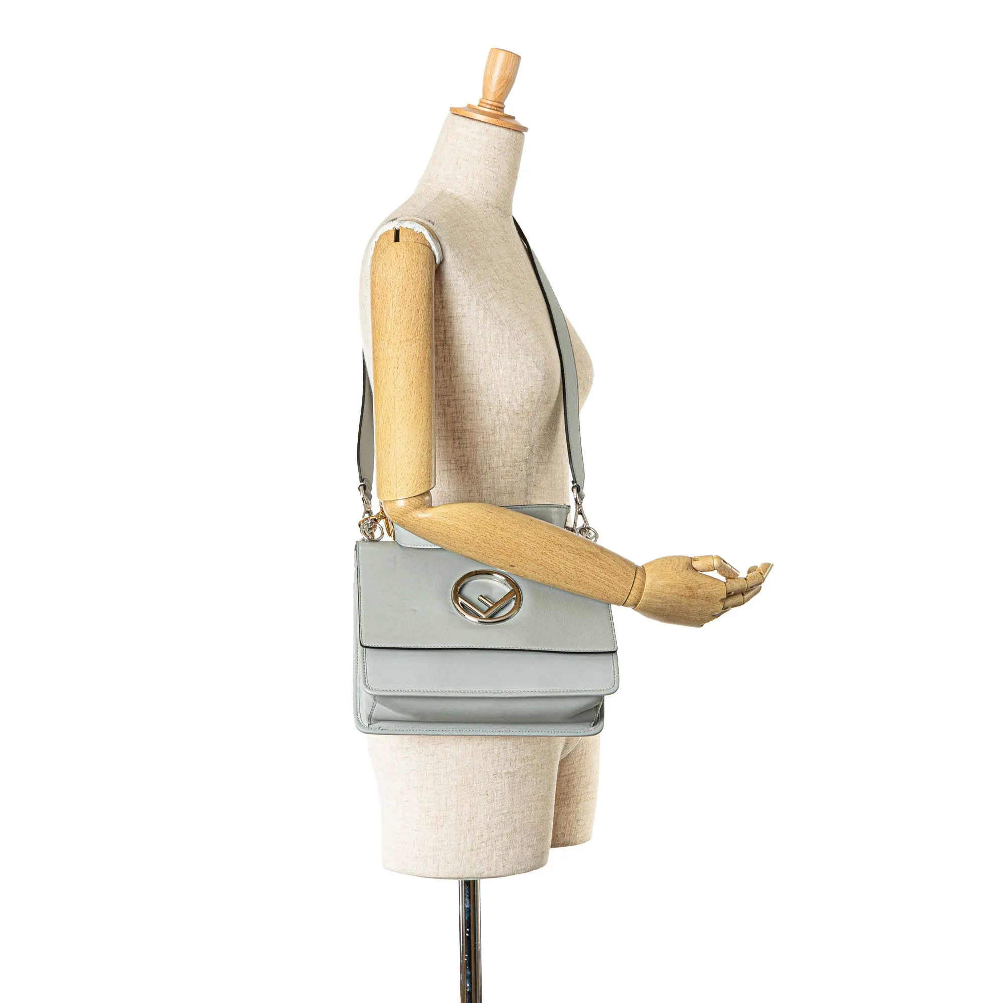 Gray Fendi Calfskin Kan I F Satchel