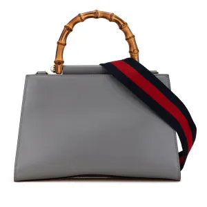 Gray Gucci Small Leather Nymphaea Satchel