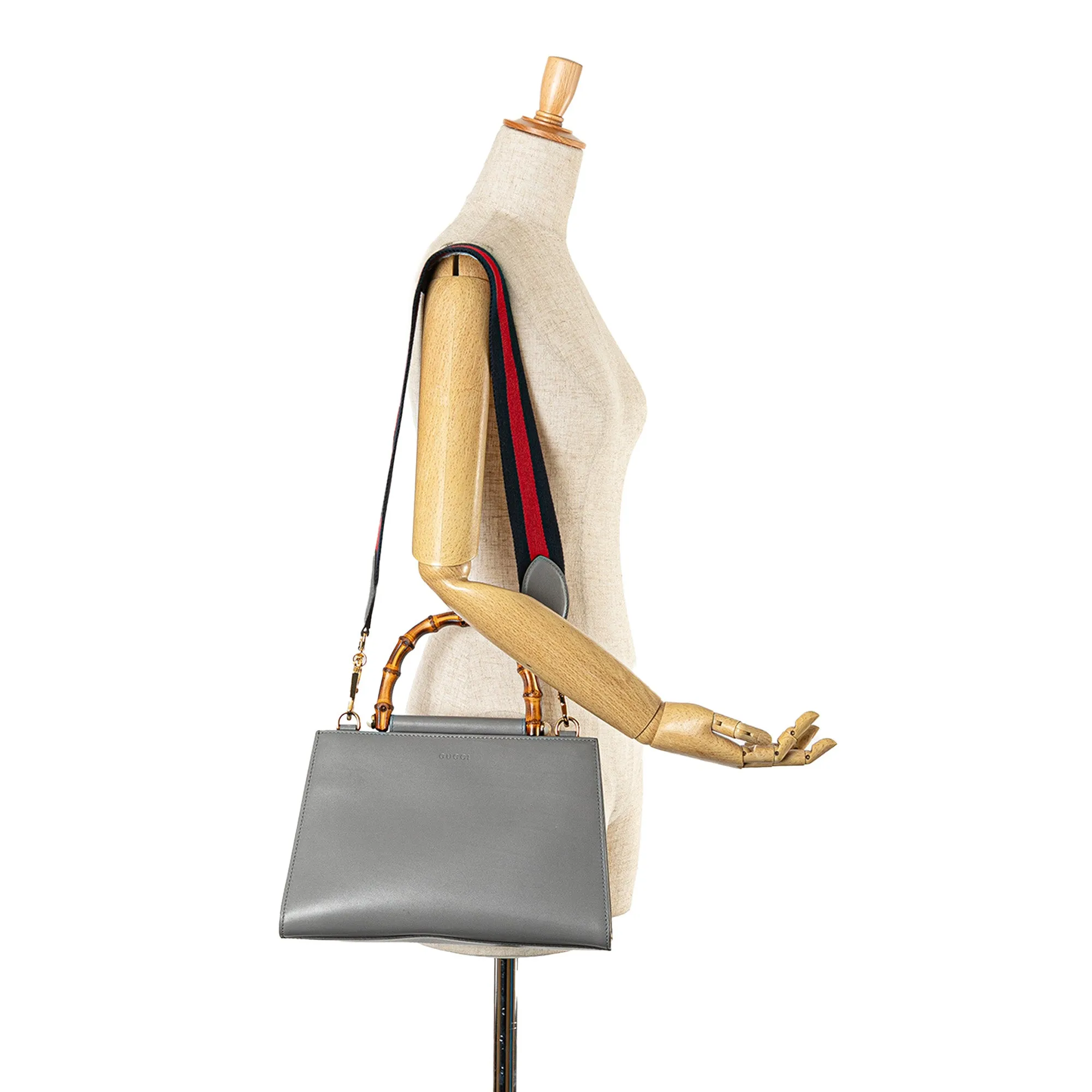 Gray Gucci Small Leather Nymphaea Satchel