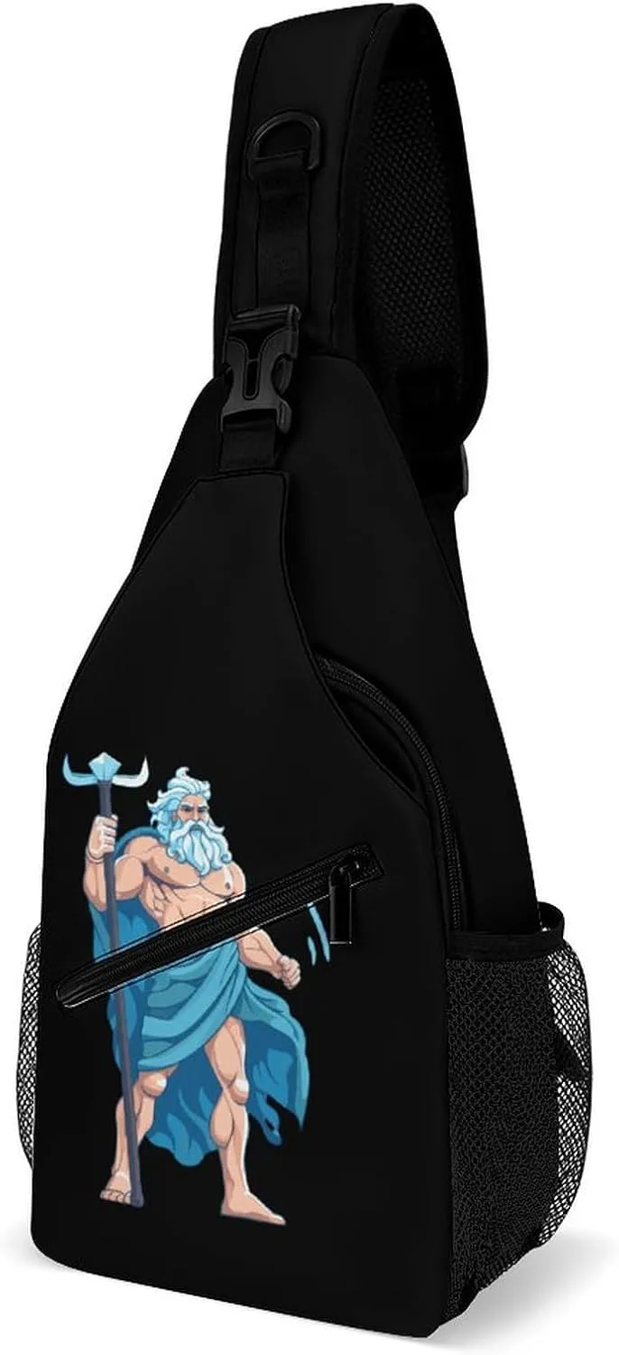 Greek Mythology Zeus Sling Backpack Multipurpose Crossbody Shoulder Bag Printed Chest Bag Travel Hiking Daypack